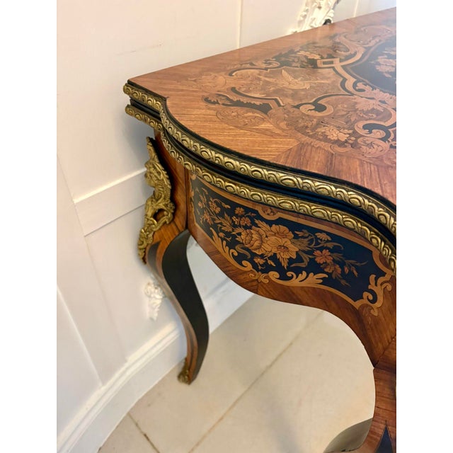 Antique French Louis XV Style Kingwood Marquetry Card or Console Table, 1860s For Sale - Image 17 of 18