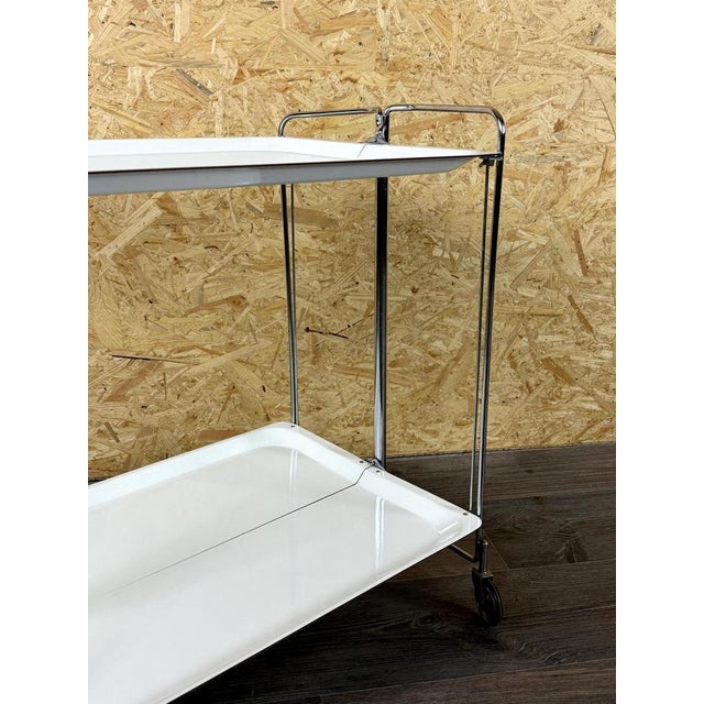 Space Age Chrome and White Serving Trolley, 1960s-1970s For Sale - Image 6 of 17