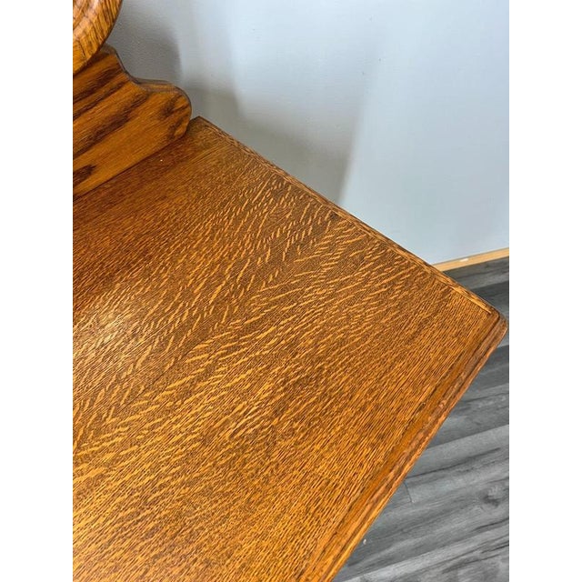 Metal Vintage French Louis Style Oak Dressing Table with Mirror For Sale - Image 7 of 15