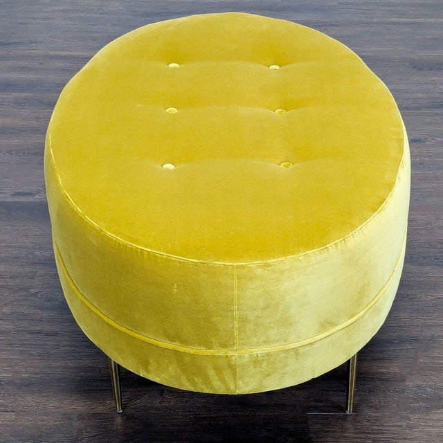 2010s Ballard Designs Button Tufted Velvet Ottoman For Sale - Image 5 of 8