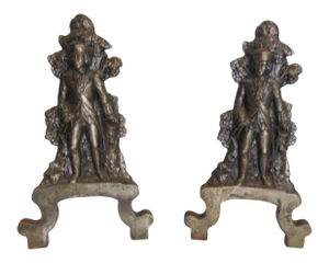 Albany Foundry Figural Gentleman Cast Iron Andirons - a Pair