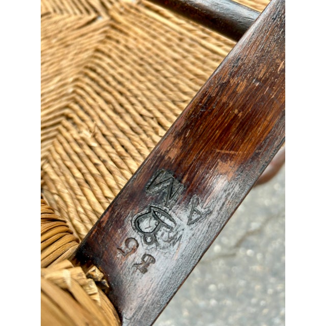 Antique , Late 19th Century, English Ladder Back Chairs With Original Rush Seats. Set of 4 For Sale - Image 13 of 14