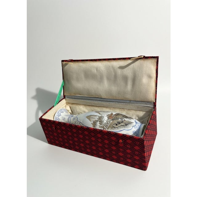 Eggshell Vintage Jingdezhen Chinese Eggshell Porcelain Landscape & Butterfly Vase With Box For Sale - Image 8 of 10