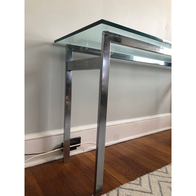 Milo Baughman Vintage Modern Flat-Bar Chrome Console Table For Sale - Image 4 of 7