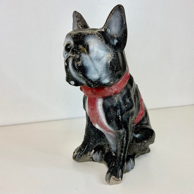 1950s Boho Chic Outdoor Garden Frenchie French Bulldog Concrete Statue For Sale - Image 6 of 14