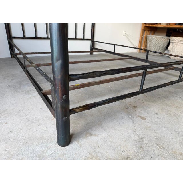 Vintage Handcrafted Metal Forest Canopy Queen Bed Frame, Signed For Sale - Image 17 of 17