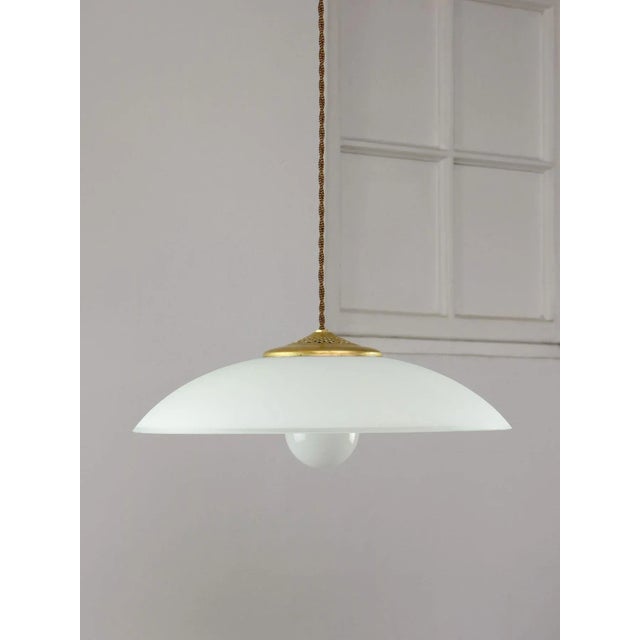 Mid-Century Italian Saucer Glass and Brass Pendant Lamp For Sale - Image 17 of 18