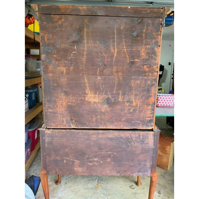 Late 18th Century Flat Top Curly Maple Highboy For Sale - Image 10 of 16