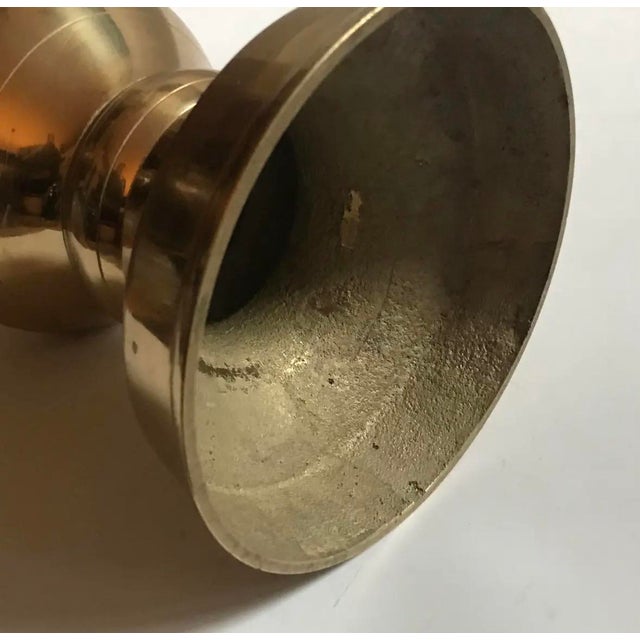 Japanese Mid-Century Japanese Buddhist Brass Temple Altar Candlestick Shokudai, 22" For Sale - Image 3 of 6