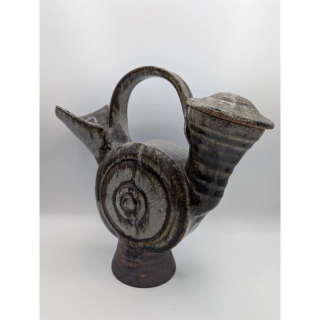 Vintage Mid Century Modern Ceramic Studio Art Pitcher With Lid For Sale - Image 16 of 16