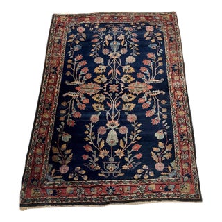 Antique Persian Sarouk Mahajiran Rug 3.3' X 5.2' (100cm X 158cm) 1900s For Sale