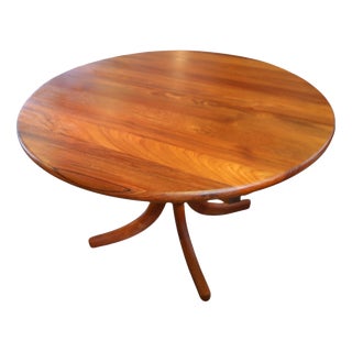 Round Danish Dining Table in Teak with Column Base, 1960s For Sale