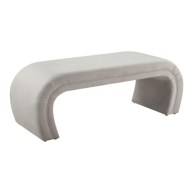 Kenya Light Grey Velvet Bench Chairish