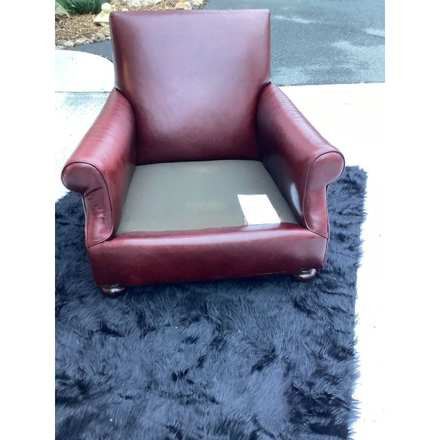 Animal Skin Vintage Large Burgundy Leather Club Chair by Hickory Furniture For Sale - Image 7 of 10