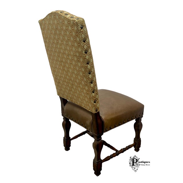 Vintage Regency House Rustic Southwestern Style Leather Accent Chairs