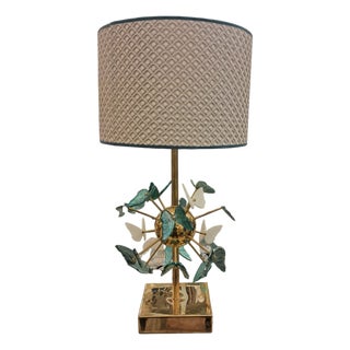 Sputnik Table Lamp with Blue Murano Butterflies, 1960s For Sale