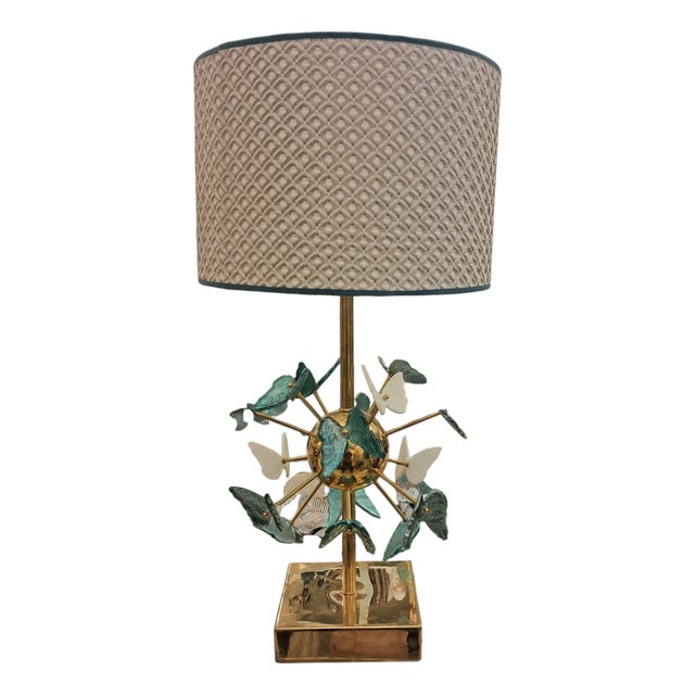 Sputnik Table Lamp with Blue Murano Butterflies, 1960s For Sale