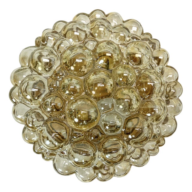 Large Bubble Flush Mount in Amber by Helena Tynell for Glashütte Limburg, 1960s For Sale