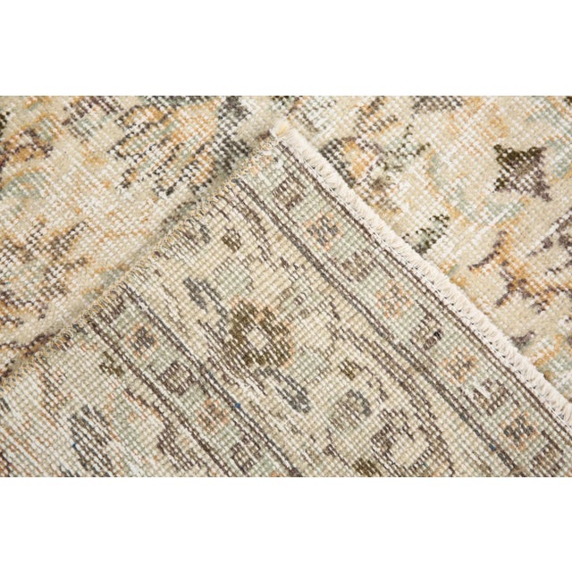 Vintage Floral Runner Rug in Beige and Brown For Sale - Image 14 of 16