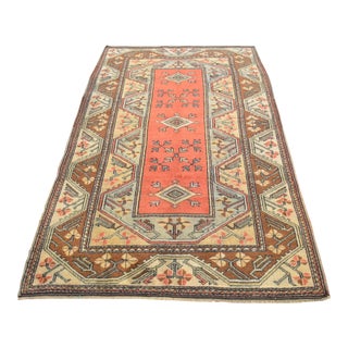 Hand Knotted Rug Naturally Dyed Fine Milas Rug - 4'1" X 6'8" For Sale