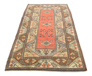 Hand Knotted Rug Naturally Dyed Fine Milas Rug - 4'1" X 6'8"