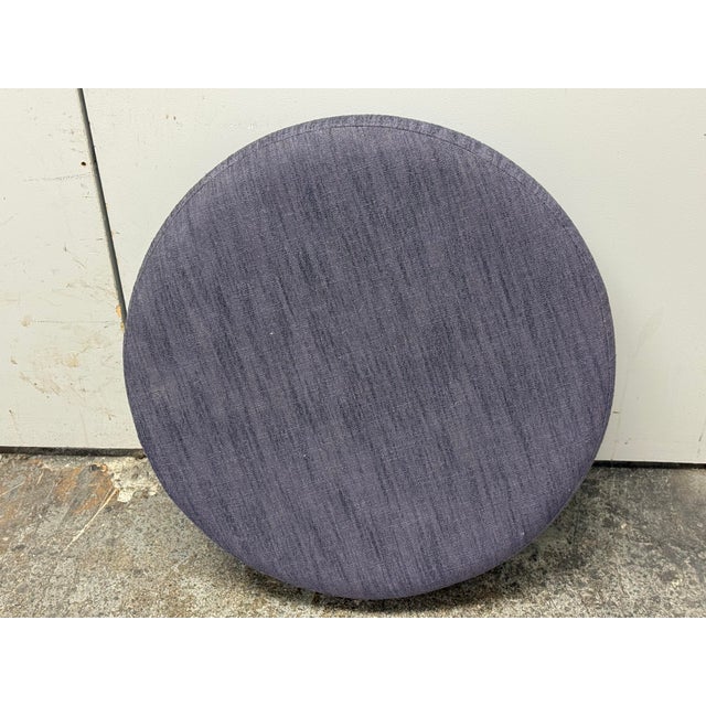 Charcoal West Elm Round Upholstered Storage Ottoman For Sale - Image 8 of 12