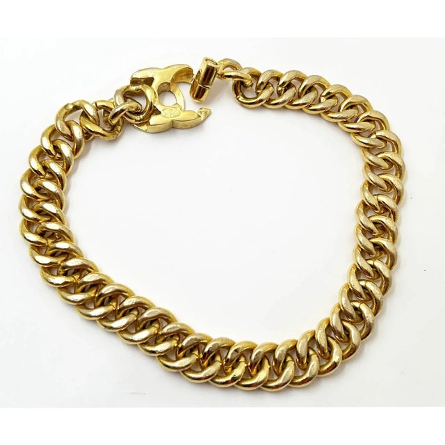 2000 - 2009 Chanel Super Rare Vintage Gold Plated CC Turnlock Large Chain Choker Necklace For Sale - Image 5 of 5
