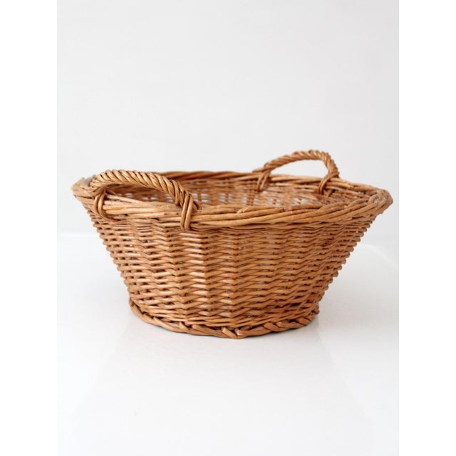 Vintage Wicker Gathering Basket With Handles For Sale - Image 6 of 13