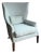 Verellen Wingback Chair in Blue Linen For Sale