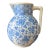 Antique W. Ridgway Blue White Transferware Pitcher, English Ironstone Water Jug, Victorian Floral Chinoiserie, Registered Design For Sale
