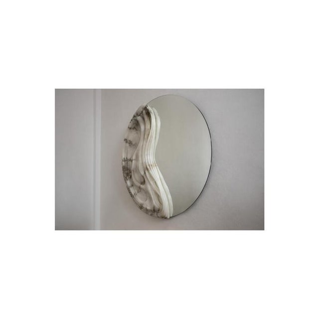 Not Yet Made - Made To Order Fossil Moon Wall Mirror X in Alabaster & Glass Mirror by Amarist Studio For Sale - Image 5 of 8