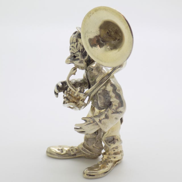Vintage Italian Handmade Genuine Silver Angini Branded Street Artist With Instrument Figurine, Made in Tuscany (Arezzo) For Sale - Image 9 of 13