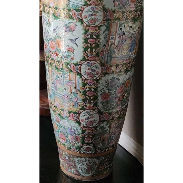 Pair of Monumental Mid-20th Century Chinese Famille Rose Palace Vases For Sale - Image 15 of 17