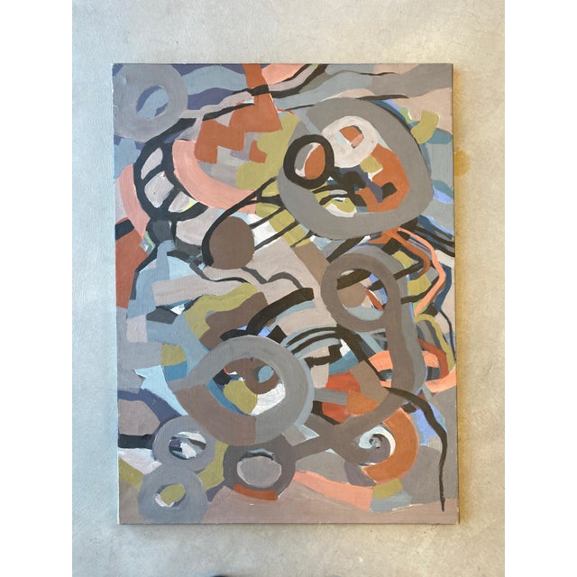 Textile Mid 20th Century Abstract Expressionist Painting on Canvas For Sale - Image 7 of 7