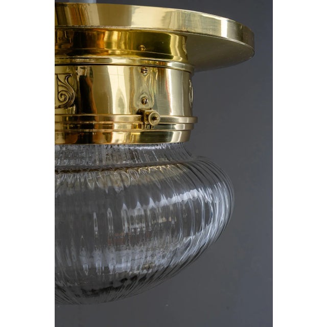 Large Art Deco Ceiling Lamp with Original Glass Shade, Vienna, 1920s For Sale - Image 4 of 12