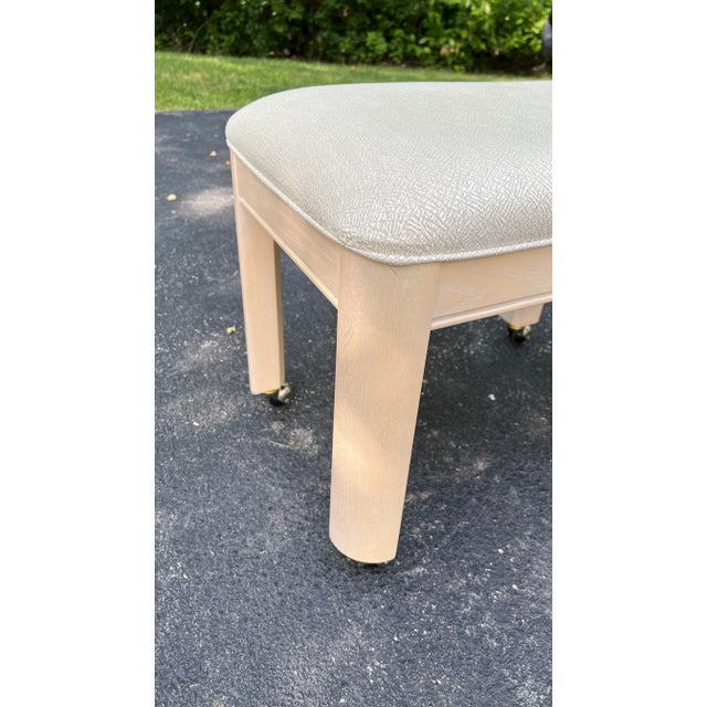 Thomasville Thomasville Upholstered Parsons Style Ottomans With Castors - a Pair For Sale - Image 4 of 8