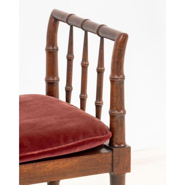 Ornamental & Decorative Materials Faux Bamboo Walnut Window Seat For Sale - Image 7 of 7