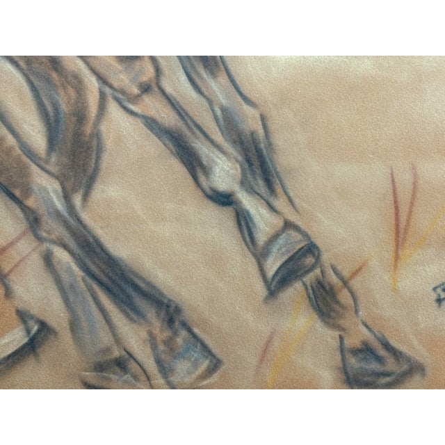 Brown Jean M. Brown "Mustang" Pastel + Ink Artwork, Framed For Sale - Image 8 of 12