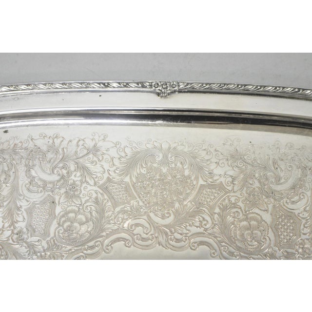 Vintage 1847 Rogers Bros Heritage 9492 Large Silver Plated Serving Platter Tray For Sale - Image 9 of 14