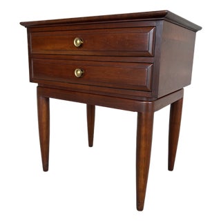 Willet Transitional Mid Century Modern Cherry 2 Drawer Nightstand For Sale