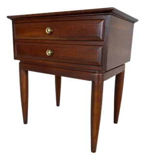 Willet Transitional Mid Century Modern Cherry 2 Drawer Nightstand