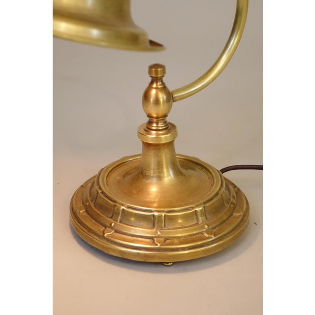 1920s Miller Lamp Arts & Crafts Craftsman Solid Brass Bell Shade Industrial Table Lamp For Sale - Image 11 of 12
