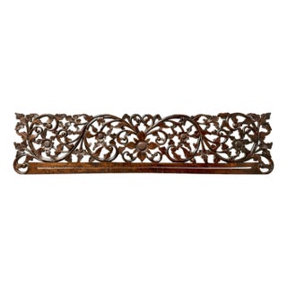 Vintage Indian Boho Carved Wood Fabric Hanger For Sale