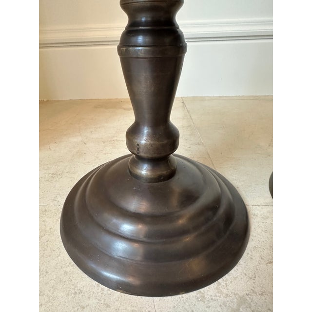 Bronze Vintage Monumental 16” Bronze Candlestick Holders -a Pair For Sale - Image 8 of 18