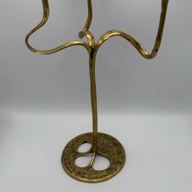 Gold Large Three-Light Candlestick in Brass by Kurt Jesch for Fratelli Tonini, Italy, 1960s For Sale - Image 8 of 16
