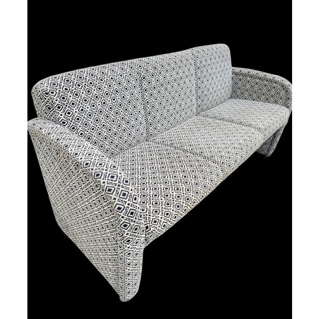 Jorge Pensi Custom Made Modern Sleek Black White Diamond 3 Seat Sofa Attributed to Jorge Pensi For Sale - Image 4 of 11