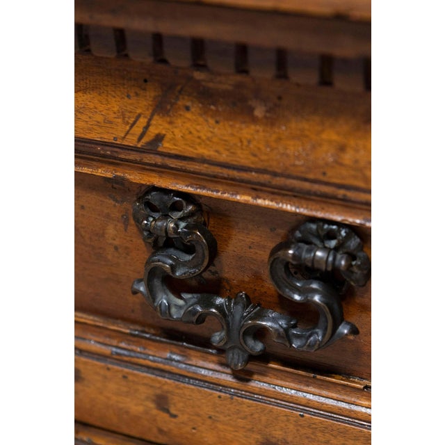 Italian Italian 17th Century Walnut Buffet with Drop Front, Hidden Drawers and Two Doors For Sale - Image 3 of 14