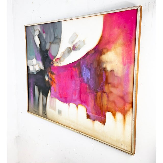 A large scale vintage abstract on canvas by the noted California artist Robert Lawson, circa 1960s.