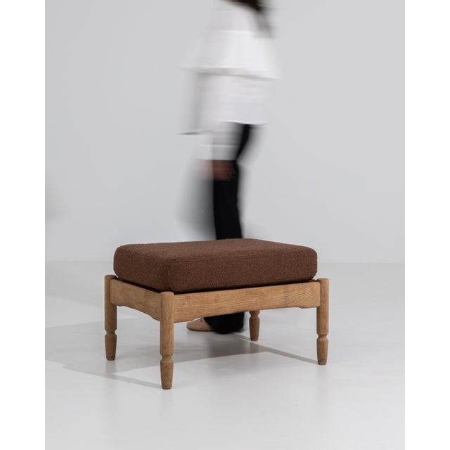 Oak Stool With Upholstered Seat, France, Circa 1970 For Sale In Greensboro - Image 6 of 8