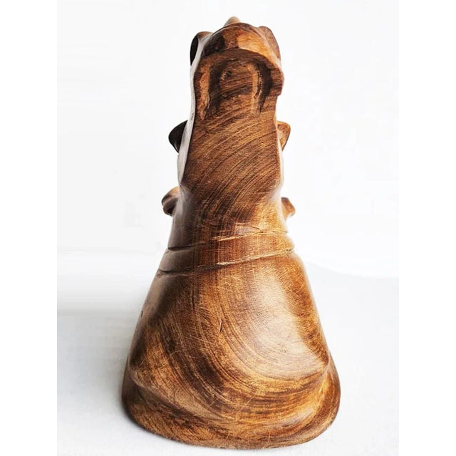 Vintage Hand Carved Teak Wood Rhinoceros Head Wall Plaque For Sale - Image 10 of 10